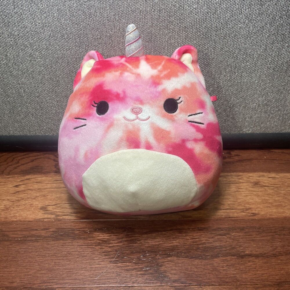 Kellytoy Squishmallow Adrie Caticorn Unicorn Cat 7.5 Inch Pink Tie Dye Plush